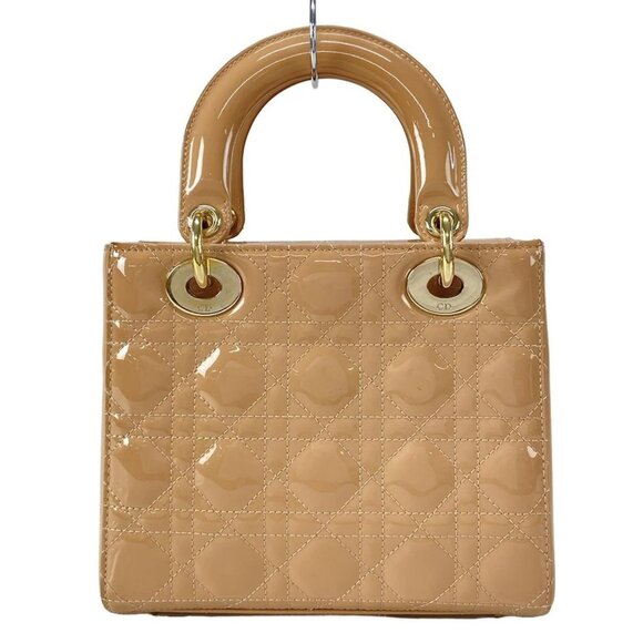 Auth DIOR/ChristianDior Lady Dior Small M0531OWCB_49PU Pink Beige Patent Leather - Picture 2 of 16